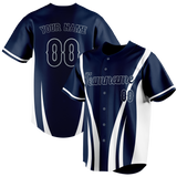 Custom Unisex Navy Blue & White Pattern Baseball Jersey BB0000541802