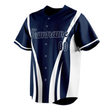 Custom Unisex Navy Blue & White Pattern Baseball Jersey BB0000541802