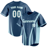 Custom Unisex Blue & Light Blue Pattern Baseball Jersey