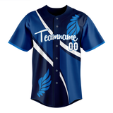 Custom Unisex Navy Blue & Royal Blue Pattern Baseball Jersey BB0000551819