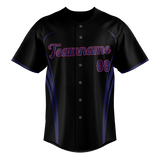 Custom Unisex Black & Dark Purple Pattern Baseball Jersey BB0000560122