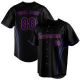 Custom Unisex Black & Dark Purple Pattern Baseball Jersey BB0000560122