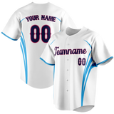 Custom Unisex White & Blue Pattern Baseball Jersey