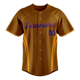 Custom Unisex Brown & Yellow Pattern Baseball Jersey BB0000560712