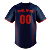 Custom Unisex Navy Blue & Red Pattern Baseball Jersey BB0000561809