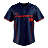 Custom Unisex Navy Blue & Red Pattern Baseball Jersey BB0000561809