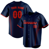 Custom Unisex Navy Blue & Red Pattern Baseball Jersey BB0000561809