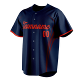 Custom Unisex Navy Blue & Red Pattern Baseball Jersey BB0000561809