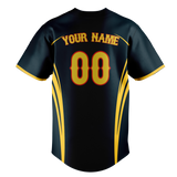 Custom Unisex Navy Blue & Yellow Pattern Baseball Jersey BB0000561812