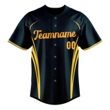 Custom Unisex Navy Blue & Yellow Pattern Baseball Jersey BB0000561812