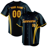 Custom Unisex Navy Blue & Yellow Pattern Baseball Jersey BB0000561812