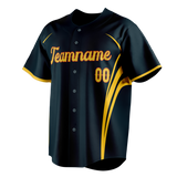 Custom Unisex Navy Blue & Yellow Pattern Baseball Jersey BB0000561812