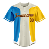 Custom Unisex Cream & Yellow Pattern Baseball Jersey BB0000570512