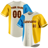 Custom Unisex Cream & Yellow Pattern Baseball Jersey