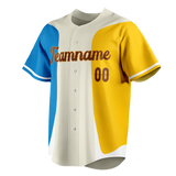 Custom Unisex Cream & Yellow Pattern Baseball Jersey BB0000570512