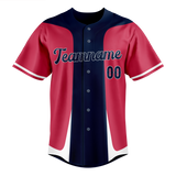 Custom Unisex Navy Blue & Pink Pattern Baseball Jersey BB0000571825