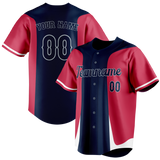 Custom Unisex Navy Blue & Pink Pattern Baseball Jersey