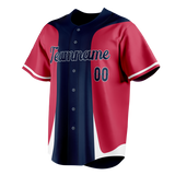 Custom Unisex Navy Blue & Pink Pattern Baseball Jersey BB0000571825