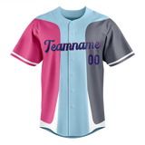 Custom Unisex Light Blue & Gray Pattern Baseball Jersey BB0000572103