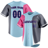 Custom Unisex Light Blue & Gray Pattern Baseball Jersey