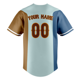 Custom Unisex Light Blue & Brown Pattern Baseball Jersey BB0000572107