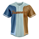 Custom Unisex Light Blue & Brown Pattern Baseball Jersey BB0000572107