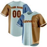 Custom Unisex Light Blue & Brown Pattern Baseball Jersey BB0000572107