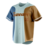 Custom Unisex Light Blue & Brown Pattern Baseball Jersey BB0000572107