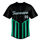 Custom Unisex Black & Teal Pattern Baseball Jersey BB0000580117