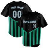 Custom Unisex Black & Teal Pattern Baseball Jersey