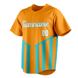 Custom Unisex Light Orange & Teal Pattern Baseball Jersey BB0000581117