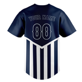 Custom Unisex Navy Blue & White Pattern Baseball Jersey BB0000581802