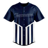 Custom Unisex Navy Blue & White Pattern Baseball Jersey BB0000581802