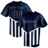 Custom Unisex Navy Blue & White Pattern Baseball Jersey BB0000581802