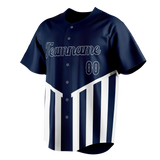 Custom Unisex Navy Blue & White Pattern Baseball Jersey BB0000581802