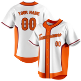 Custom Unisex White & Orange Pattern Baseball Jersey