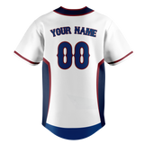 Custom Unisex White & Navy Blue Pattern Baseball Jersey BB0000590218