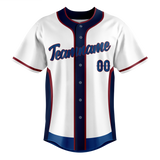 Custom Unisex White & Navy Blue Pattern Baseball Jersey BB0000590218