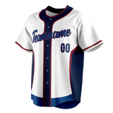 Custom Unisex White & Navy Blue Pattern Baseball Jersey BB0000590218