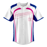 Custom Unisex White & Royal Blue Pattern Baseball Jersey BB0000600219