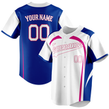 Custom Unisex White & Royal Blue Pattern Baseball Jersey BB0000600219