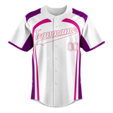 Custom Unisex White & Light Purple Pattern Baseball Jersey BB0000600224