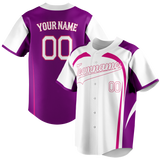 Custom Unisex White & Light Purple Pattern Baseball Jersey