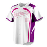 Custom Unisex White & Light Purple Pattern Baseball Jersey BB0000600224