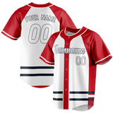 Custom Team Design White & Red Colors Design Sports Baseball Jersey