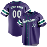 Custom Team Design Dark Purple & Dark Aqua Colors Design Sports Baseball Jersey BB00AD022216