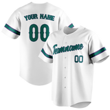 Custom Team Design White & Dark Aqua Colors Design Sports Baseball Jersey BB00AD030216