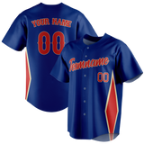 Custom Team Design Royal Blue & Orange Colors Design Sports Baseball Jersey