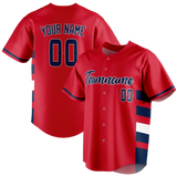 Custom Team Design Red & Navy Blue Colors Design Sports Baseball Jersey