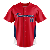 Custom Team Design Red & Navy Blue Colors Design Sports Baseball Jersey BB00CG020918